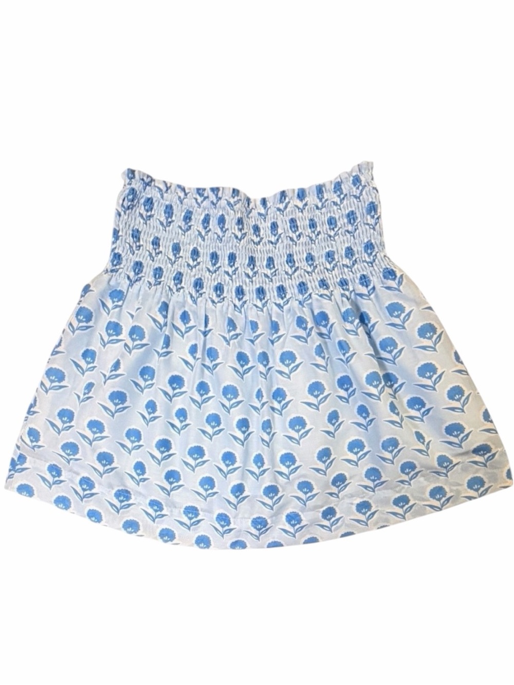 J.Marie Blue Floral Smocked Mini Skort High Waist Womens XS